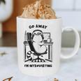 Cat With Coffee On Computer Go Away I'm Introverting Graphic Print Coffee Mug Cat With Coffee On Computer Go Away I'm Introverting Graphic Print Coffee Mug