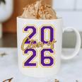 Class Of 2026 Graduation Varsity Purple And Yellow Letters Graphic Print Coffee Mug