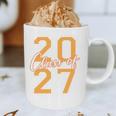 Class Of 2027 Graduation Varsity Orange On The Back Premium Tri-Blend Graphic Print Coffee Mug
