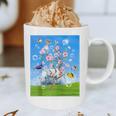 Frutiger Aero Aesthetic Tech Cherry Blossom Fishes Bubbles Raglan Baseball Tee Graphic Print Coffee Mug
