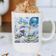 Frutiger Aero Aesthetic Tech Great Wave Of Kanagawa Fishes Raglan Baseball Tee Graphic Print Coffee Mug