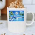 Frutiger Aero Dolphin Sunset Ocean With Palm Trees Y2k Premium Graphic Print Coffee Mug