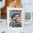 I'd Rather Be Fishing Bass Fish Dad Joke American Flag Graphic Print Coffee Mug