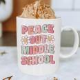Peace Out Middle School Graduation Groovy Last Day Of School Graphic Print Coffee Mug