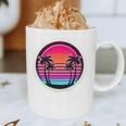 Retro 80s Synthwave Sunset & Palm Trees Retro Nostalgia 80s Graphic Print Coffee Mug