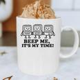 Retro Pager Squad Minimalist Monochrome Cartoon Nostalgia Graphic Print Coffee Mug