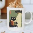 Vintage Japanese Cat Book Lovers UFO Alien Abduction Cat Dad Graphic Print Coffee Mug