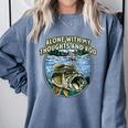 Alone With My Thoughts And Rod Introvert Fishing Antisocial Comfort Colors Sweatshirt Blue Jean