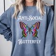Antisocial Butterfly Aesthetic Introvert For Women Men Comfort Colors Sweatshirt Blue Jean