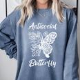 Antisocial Butterfly Introvert Anti Party People Comfort Colors Sweatshirt Blue Jean