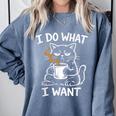 Antisocial Introvert Cat Coffee Sarcastic Attitudes Graphic Comfort Colors Sweatshirt Blue Jean