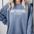 Antisocial And Loving It Introvert Comfort Colors Sweatshirt Blue Jean