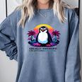 Awkward But Loyal Penguin Synthwave Vapowave Introvert Comfort Colors Sweatshirt Blue Jean