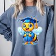 Bee Graduation Cute Kindergarten Elementary High School Comfort Colors Sweatshirt Blue Jean