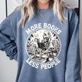 More Books Less People Introvert Skeleton Reading Comfort Colors Sweatshirt Blue Jean