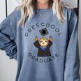 Boys Girls Preschool Graduate Sloth Graduation Cap Comfort Colors Sweatshirt Blue Jean
