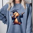 Capybara Graduation Dabbing Capy Wearing Graduate Gown Comfort Colors Sweatshirt Blue Jean