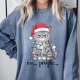Cat Ew People Adult Humor Introvert Anti-Social Comfort Colors Sweatshirt Blue Jean