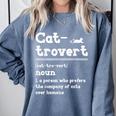 Cat-Trovert Definition Cat Introvert Pet Lover Comfort Colors Sweatshirt Blue Jean