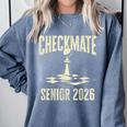 Checkmate Senior 2026 Chess Piece Class Of 2026 Graduation Comfort Colors Sweatshirt Blue Jean