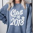 Class Of 2018 Graduation Cap Trendy Cute Comfort Colors Sweatshirt Blue Jean