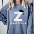 Class Of 2018 Last Name Letter Z Graduation Comfort Colors Sweatshirt Blue Jean