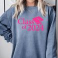 Class Of 2024 Pink For Girls And Women Graduation Comfort Colors Sweatshirt Blue Jean