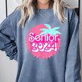 Class Of 2024 Senior Pink Retro Classic Girl Grad Graduation Comfort Colors Sweatshirt Blue Jean