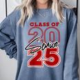 Class Of 2025 Senior 2025 Graduation Red Raglan Baseball Tee Comfort Colors Sweatshirt Blue Jean