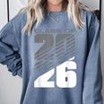 Class Of 2026 High School Senior Graduation Grey Sport Style Comfort Colors Sweatshirt Blue Jean