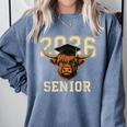Class Of 2026 Highland Cow Senior Graduation School Pride Comfort Colors Sweatshirt Blue Jean
