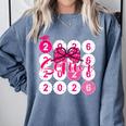 Class Of 2026 Senior Coquette Pink Bow Graduation Family Premium Tri-Blend Comfort Colors Sweatshirt Blue Jean