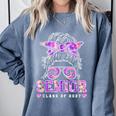 Class Of 2027 Senior Coquette Bow Messy Hair 26 Graduation Comfort Colors Sweatshirt Blue Jean