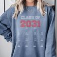 Class Of 2031 Graduation T-Shirt With Space For Hand Prints Comfort Colors Sweatshirt Blue Jean