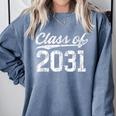 Class Of 2031 Grow With Me Graduation Comfort Colors Sweatshirt Blue Jean