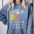 Class Of 2037 Grow With Me Checklist Graduation Comfort Colors Sweatshirt Blue Jean