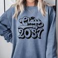 Class Of 2037 Senior Retro 2037 Grad Graduate Graduation Comfort Colors Sweatshirt Blue Jean