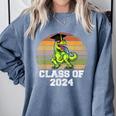 Class Of Dinosaur Apparel 2024 Graduation Graduate Dino Boy Comfort Colors Sweatshirt Blue Jean