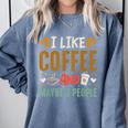 Coffee & Introvert Humor Tee Quote Cute Font Comfort Colors Sweatshirt Blue Jean