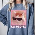 Cool Cat Meme Ew People Anti Social Introvert Cute Cat Comfort Colors Sweatshirt Blue Jean