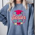 Coquette Pink Bow Senior 2026 2027 Graduation Comfort Colors Sweatshirt Blue Jean