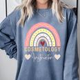 Cosmetology Instructor Cosmetologist Graduation Rainbow Comfort Colors Sweatshirt Blue Jean