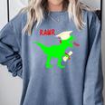 Dinosaur Rawr Diploma Grad Graduate Graduation Comfort Colors Sweatshirt Blue Jean