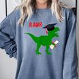 Dinosaur Rawr Diploma Graduate Graduation Comfort Colors Sweatshirt Blue Jean