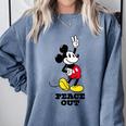 Disney Mickey Mouse Peace Out Totally Retro Graduation Comfort Colors Sweatshirt Blue Jean