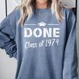 Done Class Of 1974 50th Reunion Graduation Classmate College Comfort Colors Sweatshirt Blue Jean