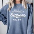 Electrician Graduation Men Women Electrical Comfort Colors Sweatshirt Blue Jean