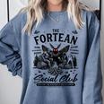 Fortean Social Club Bigfoot Mothman Alien Cryptid Introvert Comfort Colors Sweatshirt Blue Jean