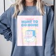 Fun Cute Introvert Cat Character Quote Men Women Comfort Colors Sweatshirt Blue Jean