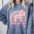Fun Happy Last Day Of School Girl Student Graduation Rainbow Comfort Colors Sweatshirt Blue Jean